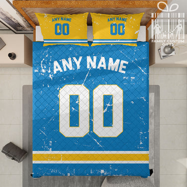 Custom Quilt Sets Los Angeles Jersey Personalized Football Premium Quilt Bedding for Men Women
